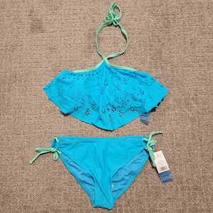 Turquoise lasercut bikini NWT